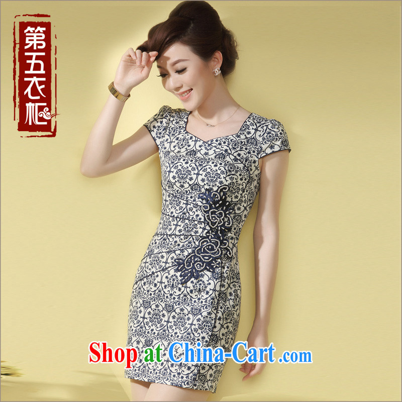 Dresses and stylish improved cheongsam dress summer 2014 New Beauty style blue and white porcelain antique dresses blue XXXL, music, dresses/Tang, and shopping on the Internet