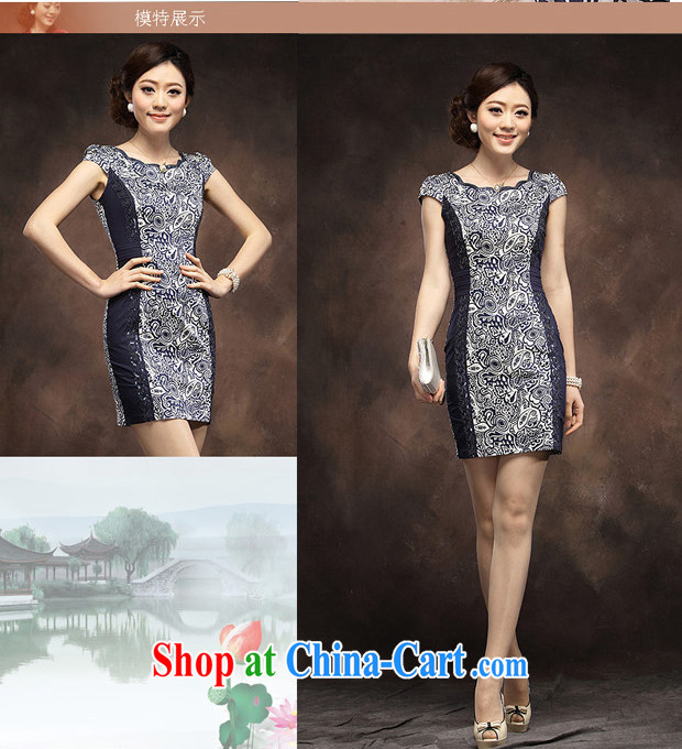 cheongsam stylish blue and white porcelain cheongsam dress 2014 new summer girl short, improved cultivation qipao blue flower XXXL pictures, price, brand platters! Elections are good character, the national distribution, so why buy now enjoy more preferential! Health