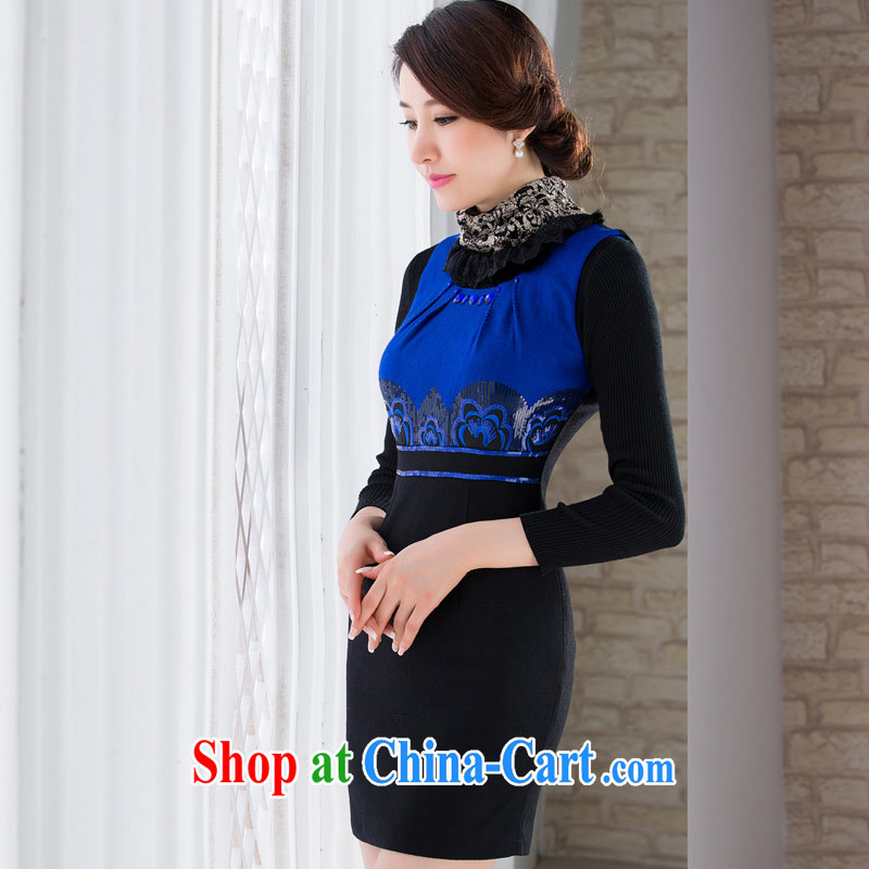 outfit is gross vest skirt fall/winter 2014 women new Chinese Embroidery cultivating daily lady dresses skirt blue XXL, music, dresses/Tang, and shopping on the Internet