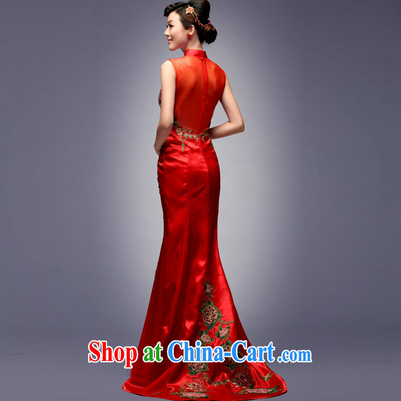 Dresses and stylish long 2014 new, the wedding dress improved retro red bows service bridal dresses red L, music, and shopping on the Internet