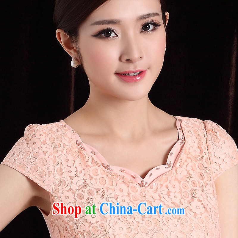 cheongsam lady beauty style white collar OLqipao 2014 new stylish and improved female cheongsam dress pink XXL, music, dresses/Tang, and shopping on the Internet