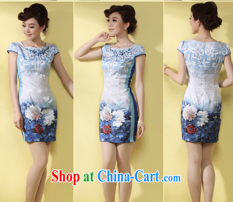 Short dresses, Retro beauty qipao 2014 new stylish improved Tang with stamp duty cheongsam dress blue XXXL pictures, price, brand platters! Elections are good character, the national distribution, so why buy now enjoy more preferential! Health