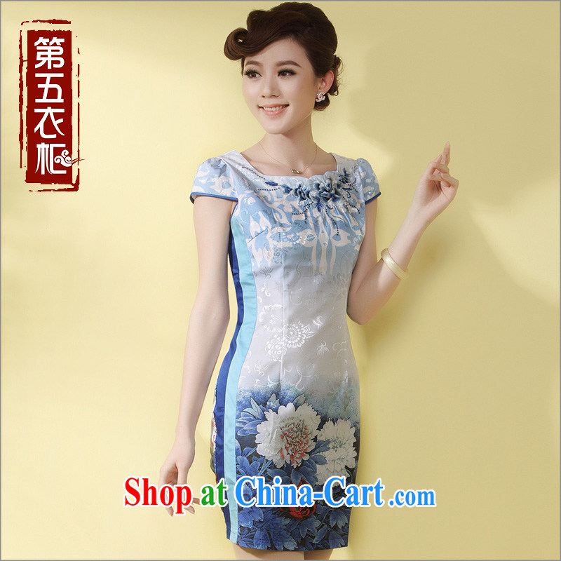 Short dresses, Retro beauty qipao 2014 new stylish improved tang on stamp duty cheongsam dress blue XXXL, music, dresses/Tang, and shopping on the Internet