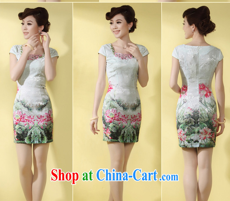 Short cheongsam, Chinese Embroidery female qipao 2014 summer new stylish and improved daily cheongsam dress green XXXL pictures, price, brand platters! Elections are good character, the national distribution, so why buy now enjoy more preferential! Health