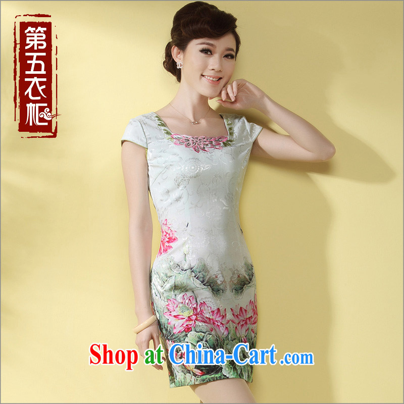 Short cheongsam, Chinese Embroidery female qipao 2014 summer new stylish and improved daily cheongsam dress green XXXL, the cheongsam/Tang, and shopping on the Internet