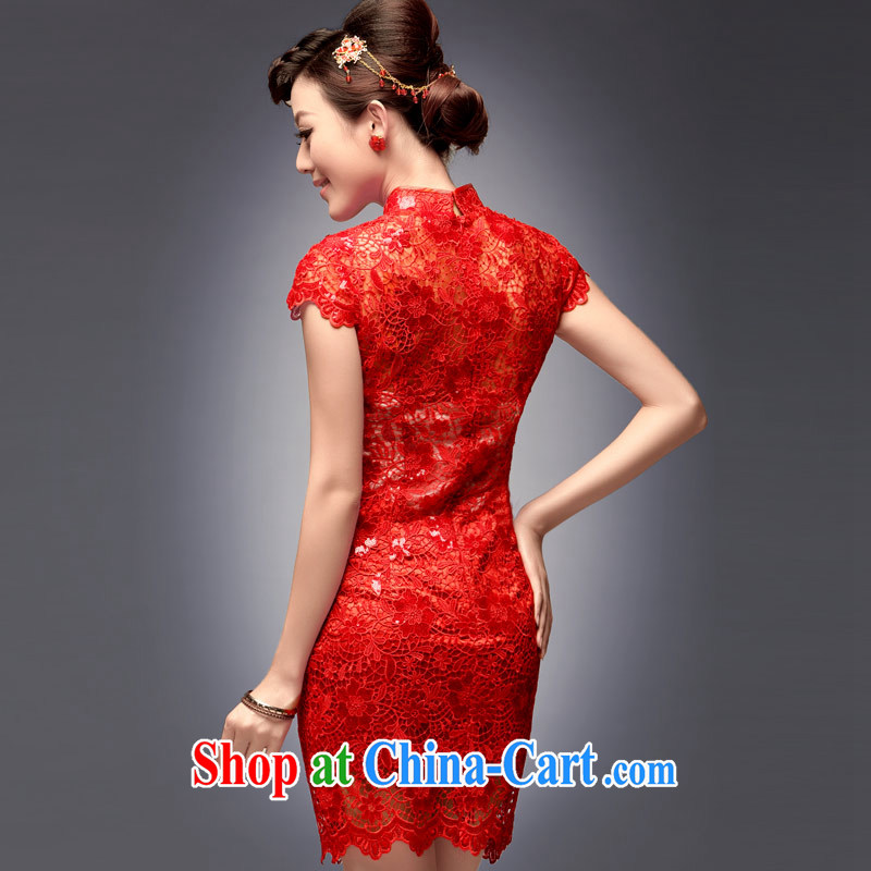 Dresses fall short bridal dresses retro improved lace red bows clothes 2014 new wedding dresses red L, music, and shopping on the Internet