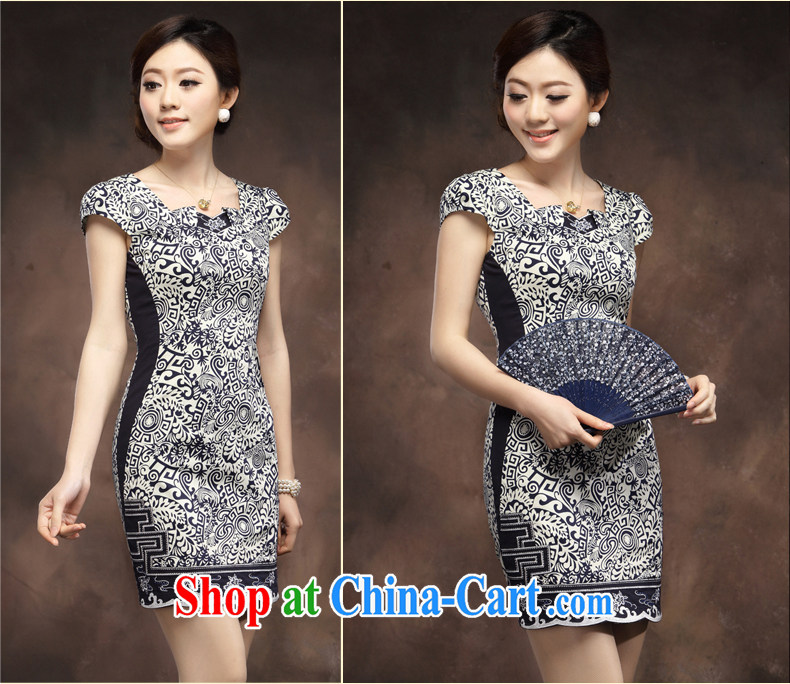 Dresses Classic Blue and white porcelain cheongsam short summer 2014 new Chinese style improved cultivation qipao blue flower L pictures, price, brand platters! Elections are good character, the national distribution, so why buy now enjoy more preferential! Health