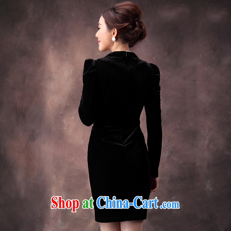 traditional costumes autumn and winter in long-sleeved older MOM wedding dresses wedding dresses, wool staple Pearl antique dresses black 4XL, music, traditional costumes/Tang, and shopping on the Internet