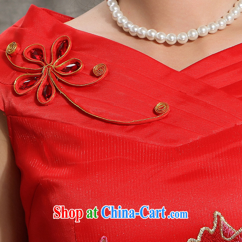 wedding dresses red toast V served for a field shoulder Peony embroidery Chinese improved dress skirt the color red XXL pictures, price, brand platters! Elections are good character, the national distribution, so why buy now enjoy more preferential! Health