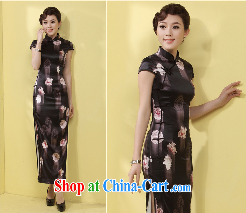 Dresses long sauna silk Silk Cheongsam upscale black beauty style fashion MOM daily dress black floral XXL pictures, price, brand platters! Elections are good character, the national distribution, so why buy now enjoy more preferential! Health