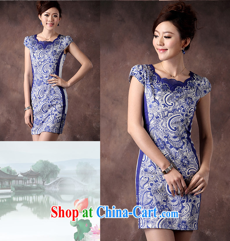 cheongsam blue and white porcelain antique Chinese cheongsam dress classic and elegant beauty, Ms. short daily qipao blue XXXL pictures, price, brand platters! Elections are good character, the national distribution, so why buy now enjoy more preferential! Health