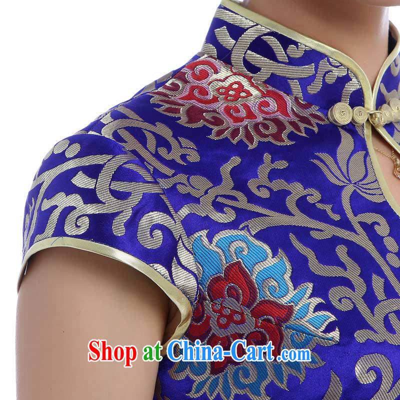 cheongsam Brocade cheongsam wedding mom with summer wedding high dark blue and white porcelain blue dress 5560 blue XXL pictures, price, brand platters! Elections are good character, the national distribution, so why buy now enjoy more preferential! Health