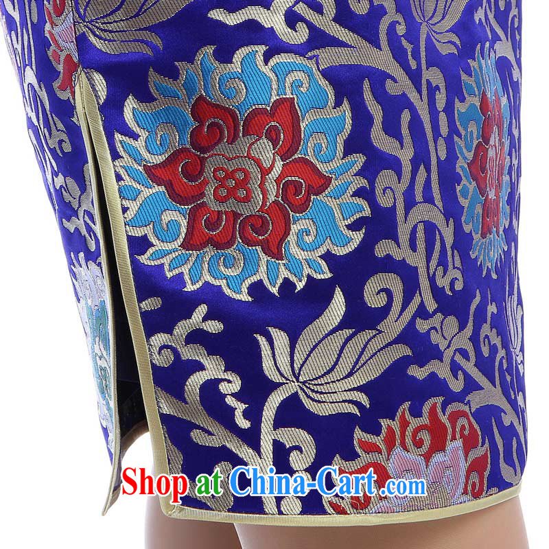 cheongsam Brocade cheongsam wedding mom with summer wedding high dark blue and white porcelain blue dress 5560 blue XXL pictures, price, brand platters! Elections are good character, the national distribution, so why buy now enjoy more preferential! Health