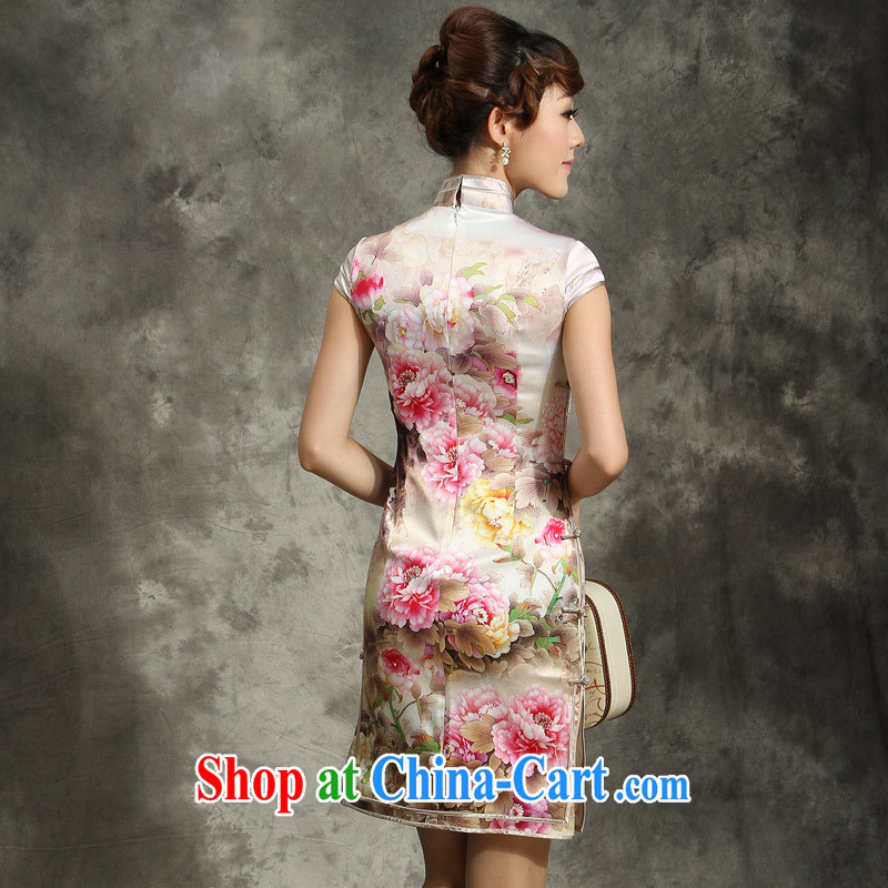 qipao heavy Silk Cheongsam improved stylish summer 2014 standard on the truck specialty dresses skirts Bin Laden stunning floral XXL, music, traditional costumes/Tang, and shopping on the Internet