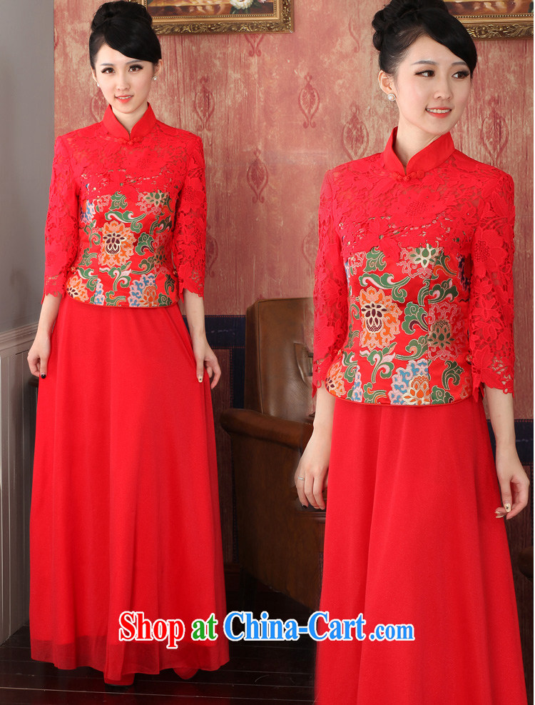 2014 autumn and winter clothes new lace bridal red cheongsam embroidered retro crowsfoot wedding Chinese Dress package mail 564,721 red XL pictures, price, brand platters! Elections are good character, the national distribution, so why buy now enjoy more preferential! Health