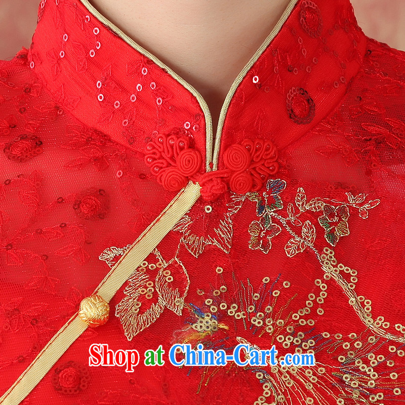 2014 autumn and winter clothes new lace bridal red cheongsam embroidered retro crowsfoot wedding Chinese Dress package mail 564,721 red XL, Oriental and nobles, and shopping on the Internet