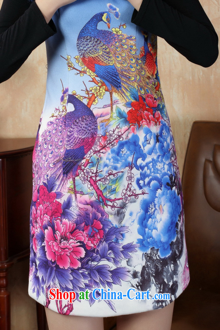 spend the winter, female Chinese qipao winter improved Chinese, short cheongsam gross cotton? cheongsam national costumes Blue on white 2 XL pictures, price, brand platters! Elections are good character, the national distribution, so why buy now enjoy more preferential! Health
