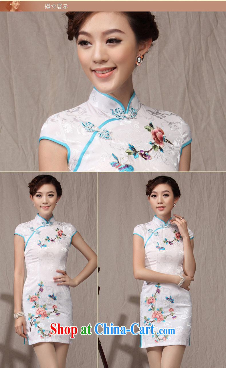 Cultivating cheongsam lady National wind-snap Tang mounted 2014 new summer day embroidery girl cheongsam dress white XXL pictures, price, brand platters! Elections are good character, the national distribution, so why buy now enjoy more preferential! Health