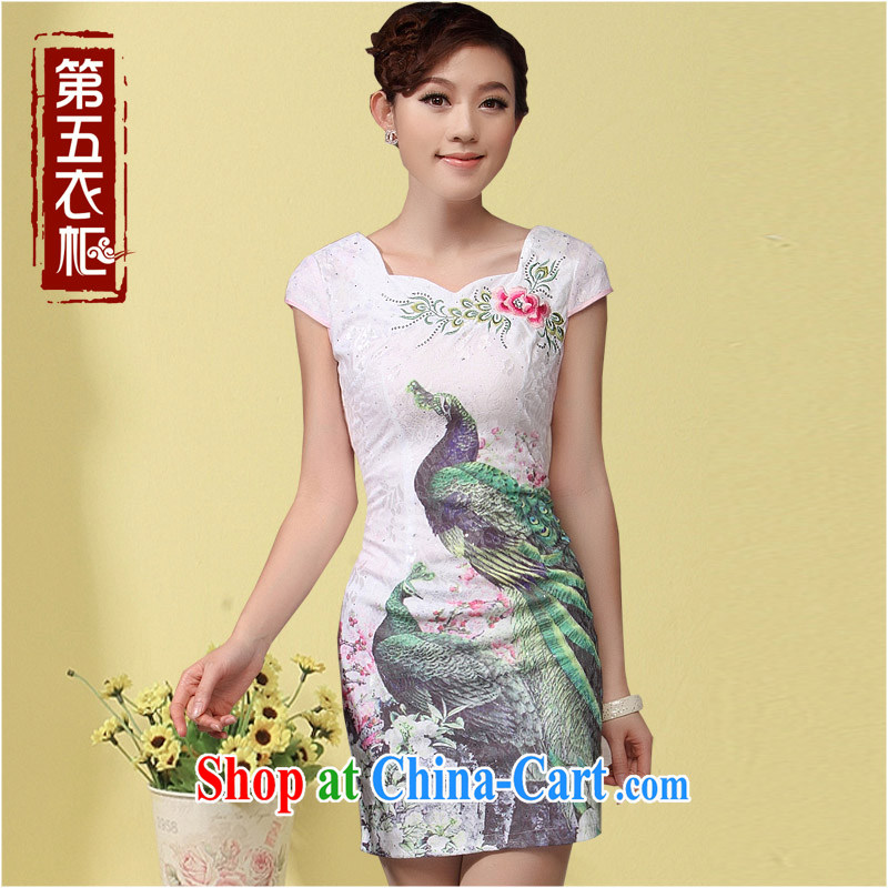 qipao cheongsam dress new, summer 2014 Chinese dresses Chinese Peacock ethnic wind short skirts dresses white XXXL, music, and shopping on the Internet