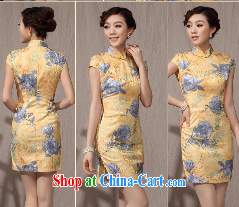 antique dresses Ethnic Wind-tie qipao 2014 new summer fashion improved Chinese cheongsam dress yellow XXL pictures, price, brand platters! Elections are good character, the national distribution, so why buy now enjoy more preferential! Health
