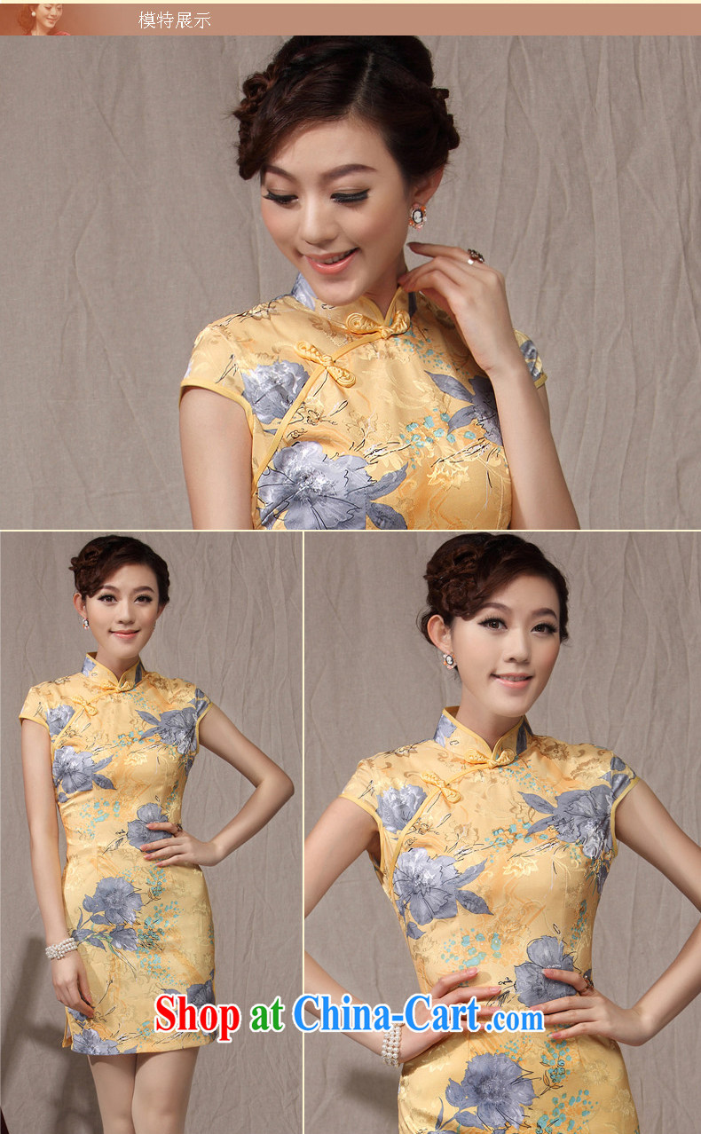 antique dresses Ethnic Wind-tie qipao 2014 new summer fashion improved Chinese cheongsam dress yellow XXL pictures, price, brand platters! Elections are good character, the national distribution, so why buy now enjoy more preferential! Health