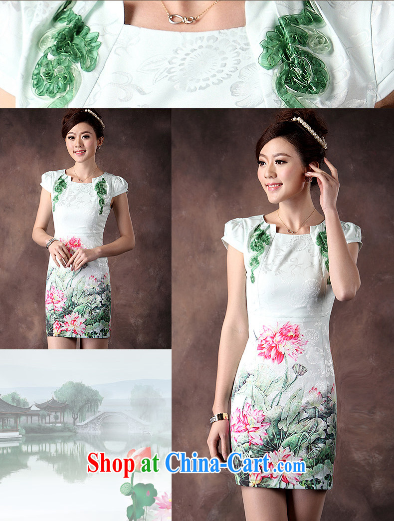 qipao cheongsam dress summer fashion 2014 new Chinese three-dimensional embroidery beauty bubble cuff green qipao XXL pictures, price, brand platters! Elections are good character, the national distribution, so why buy now enjoy more preferential! Health
