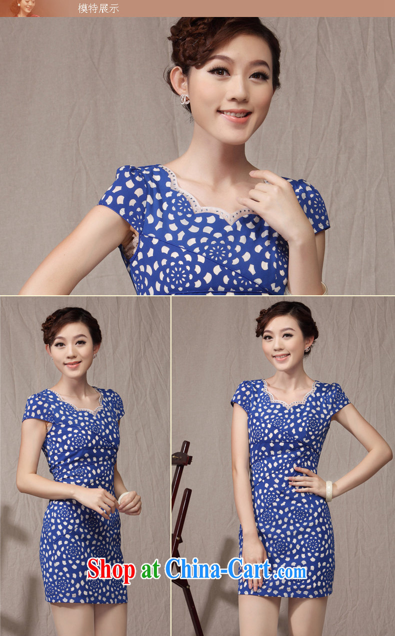 qipao cheongsam new 2014 summer improved blue and white porcelain round-collar small incense, cultivating daily female Ki robe blue XXL pictures, price, brand platters! Elections are good character, the national distribution, so why buy now enjoy more preferential! Health