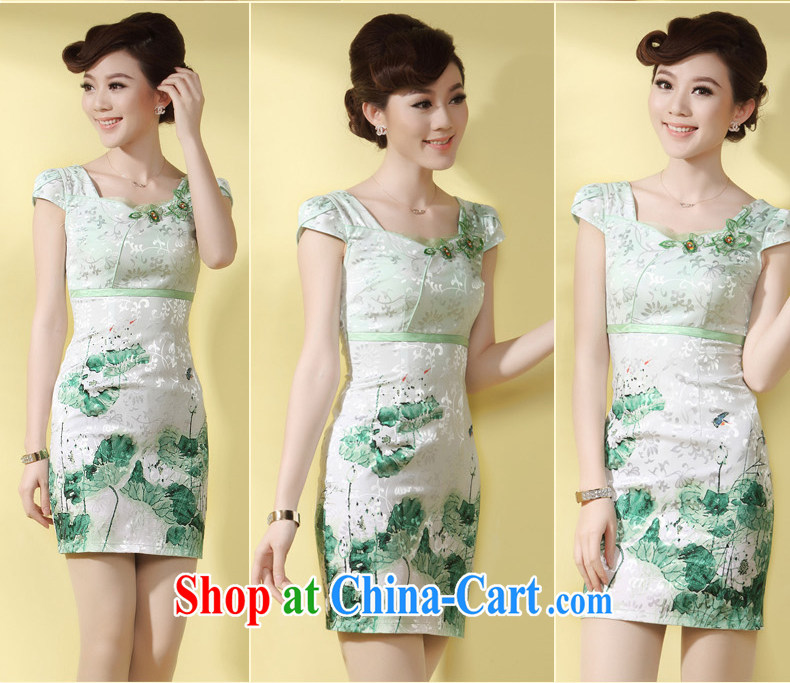 qipao cheongsam new 2014 summer lace dresses beauty charm small incense, female day-robe, green XXL pictures, price, brand platters! Elections are good character, the national distribution, so why buy now enjoy more preferential! Health