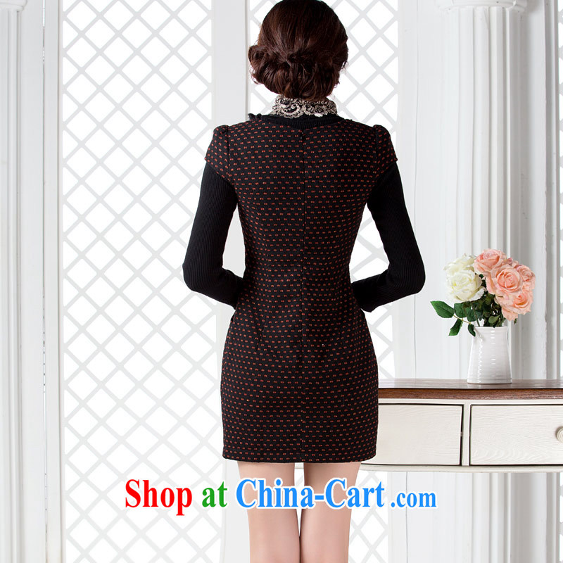 qipao cheongsam new 2014 fall/winter with stylish and improved short, take a grid coverage waist daily qipao orange robes without solid T-shirt, since the outfit,/Tang, and shopping on the Internet