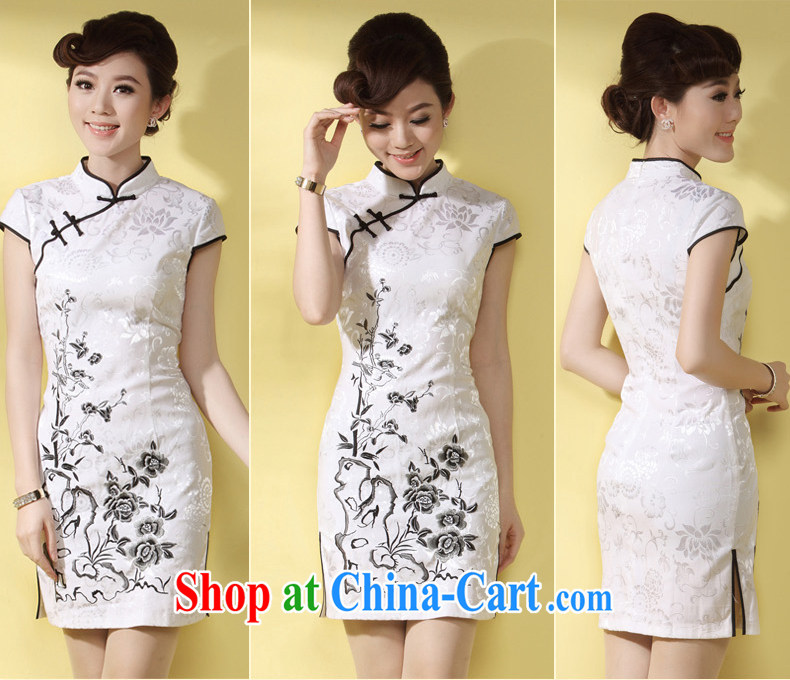 qipao cheongsam dress summer fashion 2014 new, long, antique Chinese Chinese mother load qipao white XXXL pictures, price, brand platters! Elections are good character, the national distribution, so why buy now enjoy more preferential! Health