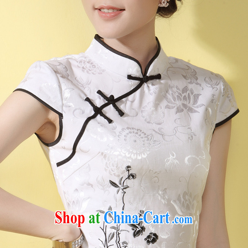 qipao cheongsam dress summer fashion 2014 new, long, antique Chinese Tang on her mother with qipao white XXXL, music, and shopping on the Internet