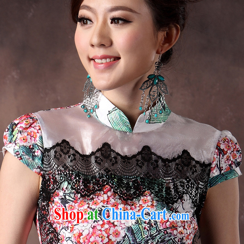 qipao cheongsam dress summer fashion 2014 new elegance cultivating middle-aged mother dress skirt green XXL, music, dresses/Tang, and shopping on the Internet