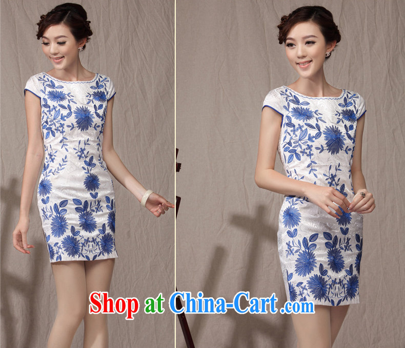 qipao cheongsam dress improved stylish 2014 summer new blue and white porcelain short, elegant beauty female qipao white orchids XXL pictures, price, brand platters! Elections are good character, the national distribution, so why buy now enjoy more preferential! Health