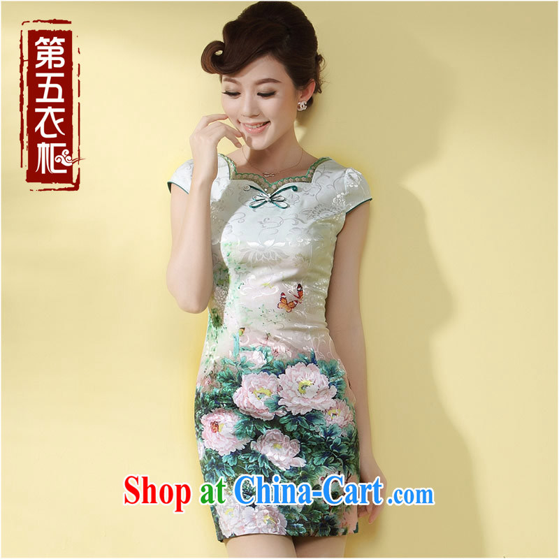 qipao cheongsam dress improved stylish summer 2014 new Chinese-tie short temperament daily qipao green XXL, since in that shopping on the Internet