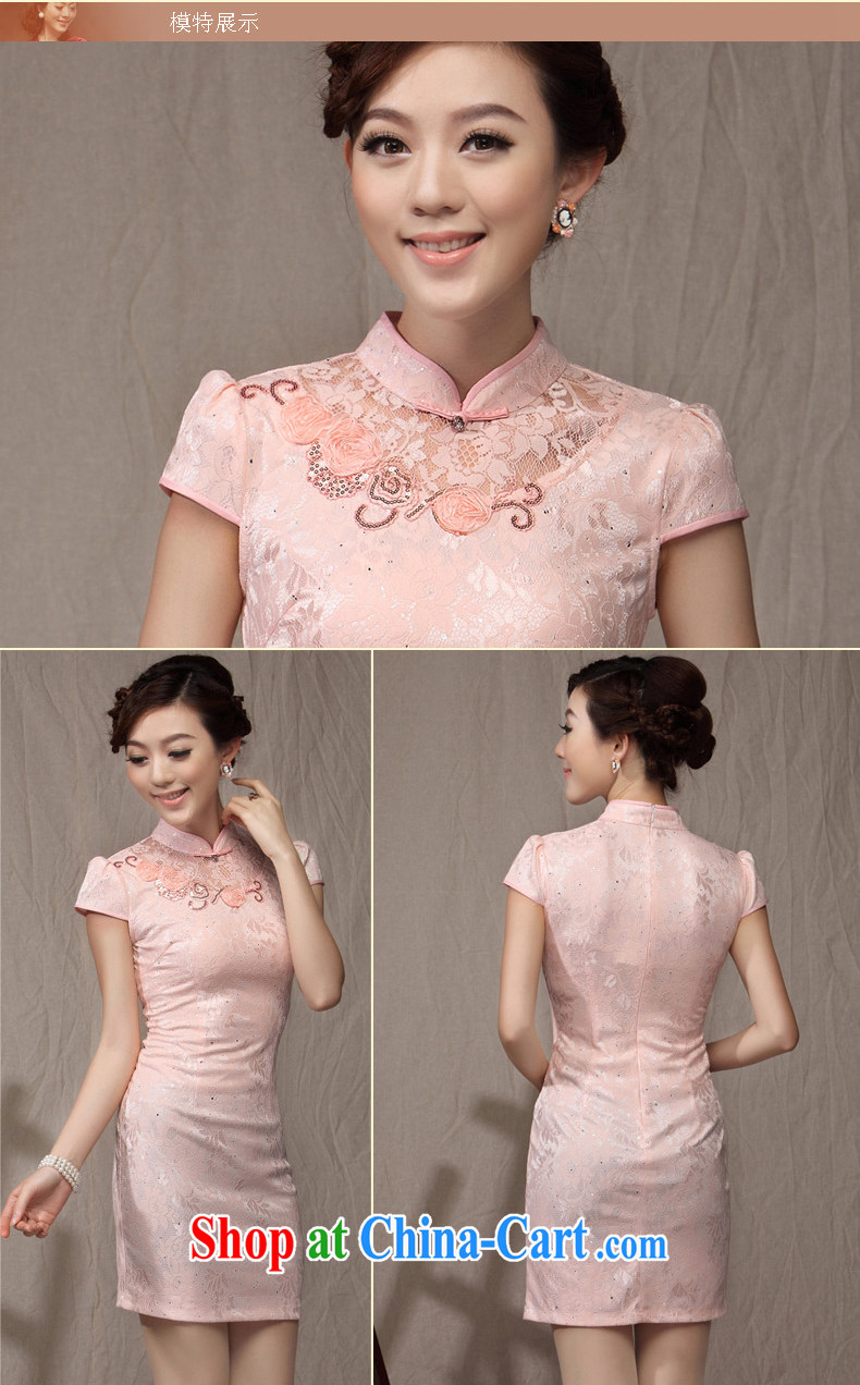 qipao cheongsam dresses new 2014 summer improved fashion beauty style lady daily qipao pink XXXL pictures, price, brand platters! Elections are good character, the national distribution, so why buy now enjoy more preferential! Health