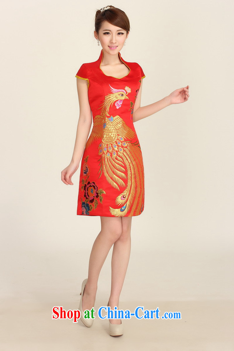 The Autumn new bride toast wedding dress back doors new stylish cheongsam dress improved short dresses red dress red XXL pictures, price, brand platters! Elections are good character, the national distribution, so why buy now enjoy more preferential! Health