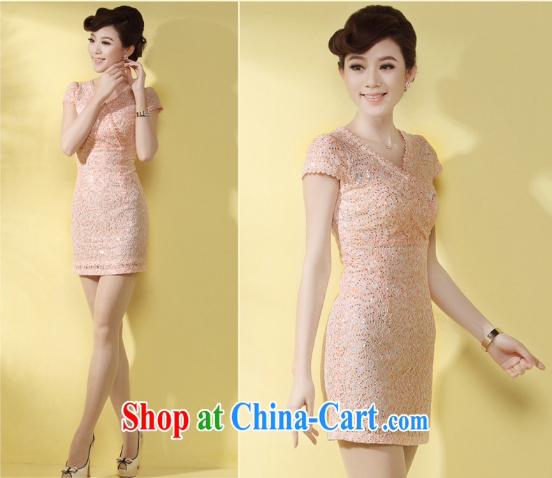 Dresses 2014 summer new cheongsam dress ladies solid color lace-style name-yuan banquet dresses green XXL pictures, price, brand platters! Elections are good character, the national distribution, so why buy now enjoy more preferential! Health
