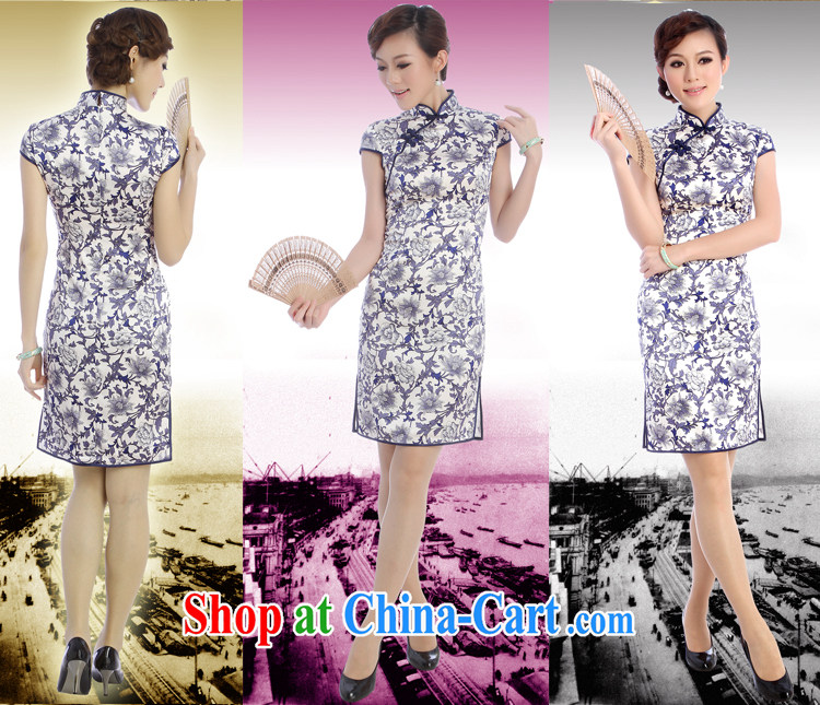 cheongsam Silk Dresses 2014 new stylish and improved genuine cheongsam dress summer long, blue and white porcelain blue XXL pictures, price, brand platters! Elections are good character, the national distribution, so why buy now enjoy more preferential! Health