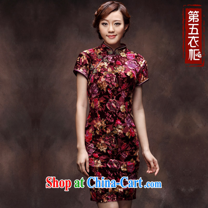 Dresses high quality velour cheongsam dress festive short, middle-aged mother the code wedding dresses improved skirt mauve spend 4 XL, music, and shopping on the Internet