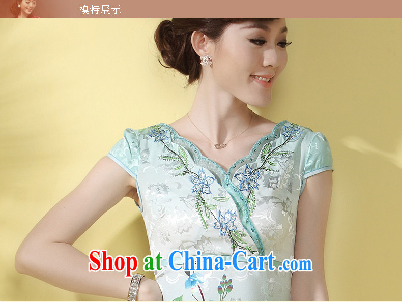 Dresses 2014 summer new, improved cheongsam dress V for sense of the waist an idyllic day Kei robe skirt light green XXL pictures, price, brand platters! Elections are good character, the national distribution, so why buy now enjoy more preferential! Health