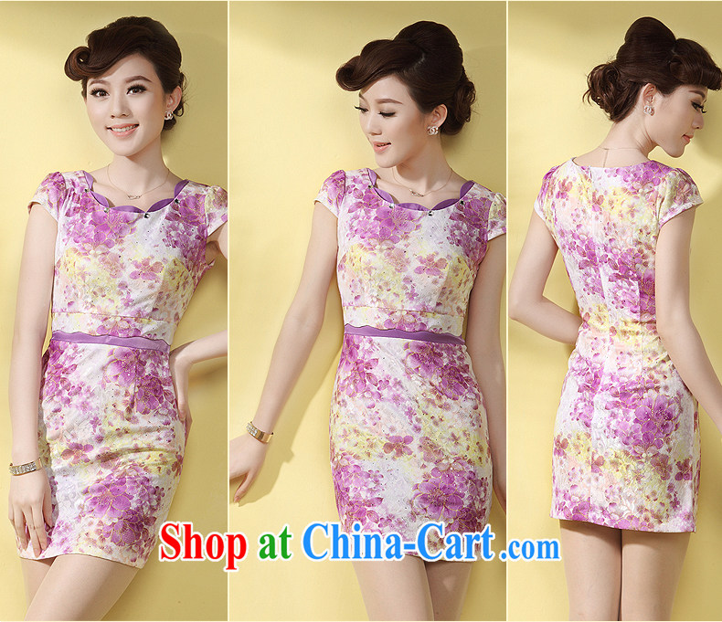 Dresses 2014 summer new cheongsam dress floral fashion improved girls' day-kei, elegant robes purple XXL pictures, price, brand platters! Elections are good character, the national distribution, so why buy now enjoy more preferential! Health