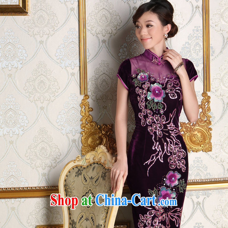Dresses 2014 new bride's mother's wedding retro dress and elegant burgundy long, plush robes purple XXXL, music, and shopping on the Internet