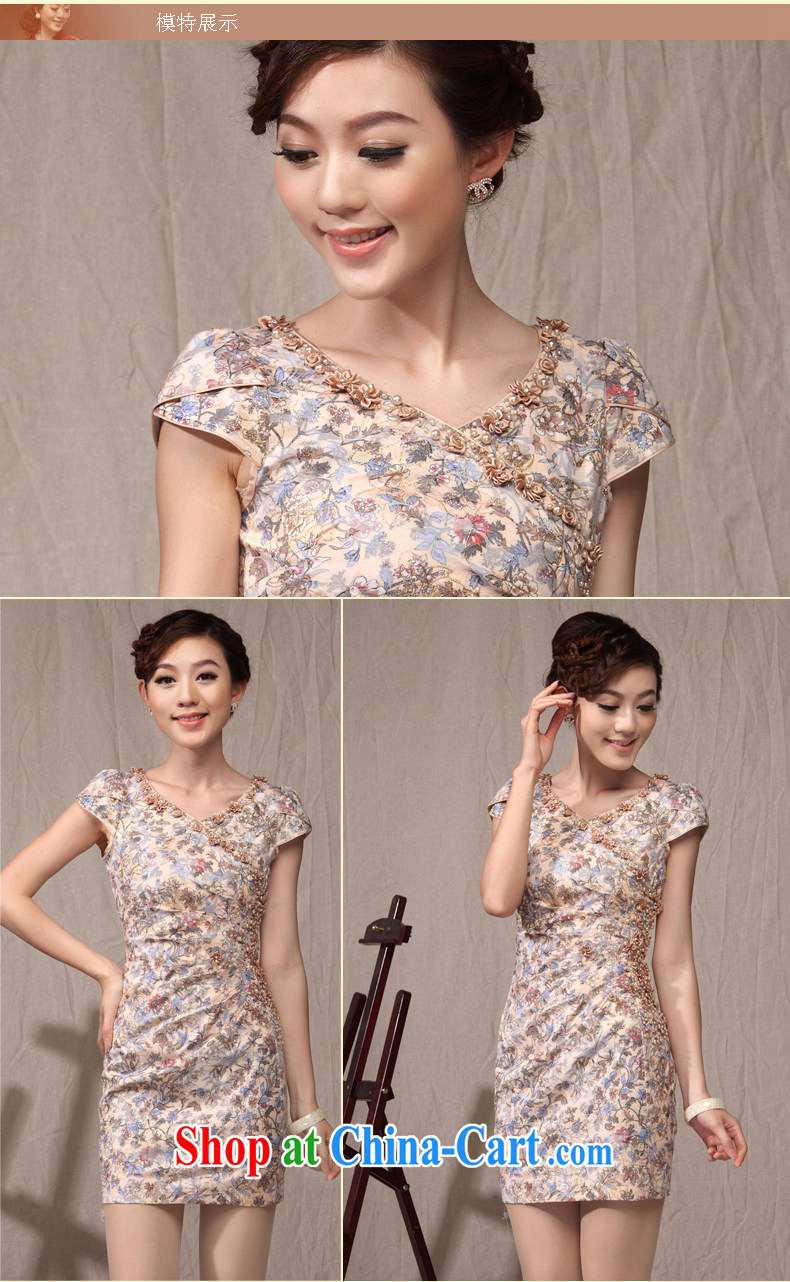 Dresses 2014 summer new cheongsam dress style Chinese beauty graphics thin floral modern day-robe, light brown XXL pictures, price, brand platters! Elections are good character, the national distribution, so why buy now enjoy more preferential! Health