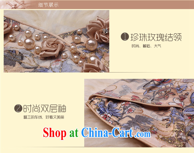 Dresses 2014 summer new cheongsam dress style Chinese beauty graphics thin floral modern day-robe, light brown XXL pictures, price, brand platters! Elections are good character, the national distribution, so why buy now enjoy more preferential! Health