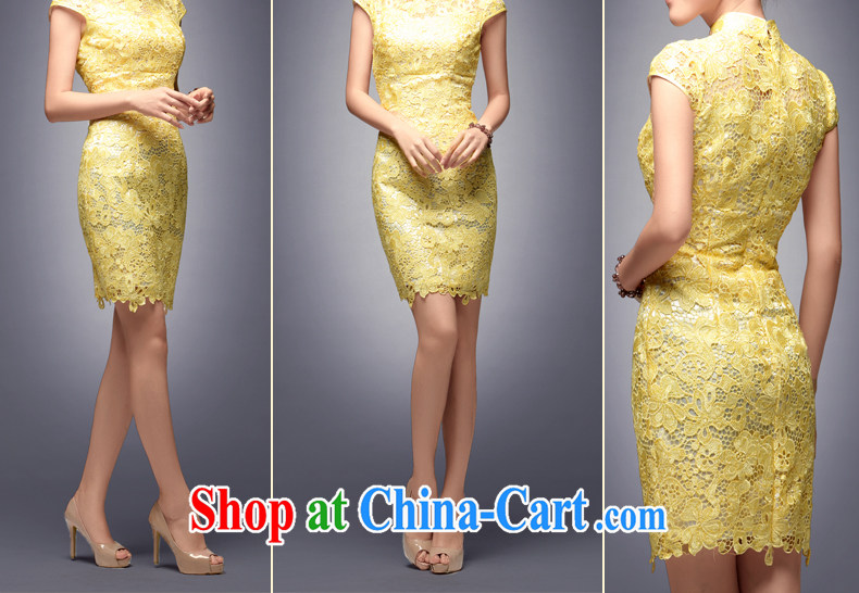 Dresses 2014 new brides betrothal back-door dress short show beauty banquet daily female dresses yellow M pictures, price, brand platters! Elections are good character, the national distribution, so why buy now enjoy more preferential! Health