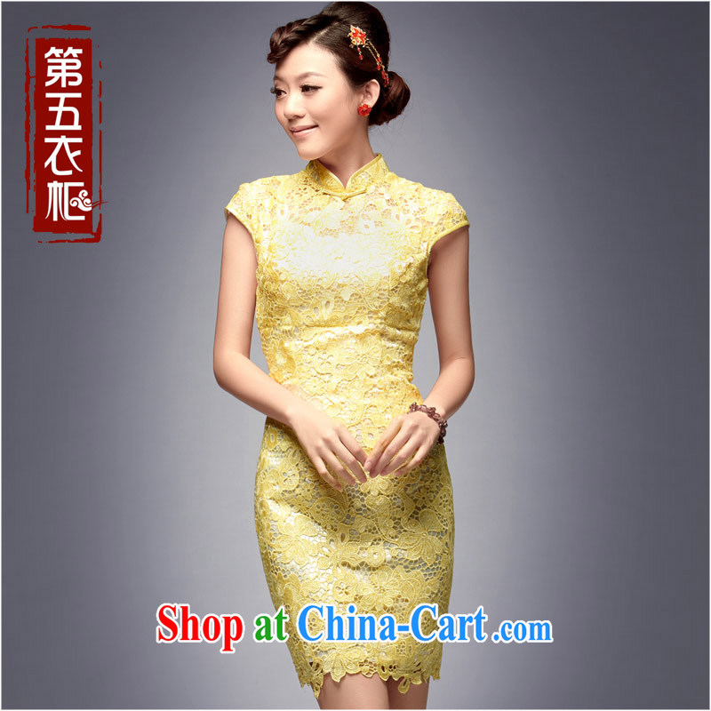 Dresses 2014 new brides betrothal back-door dress short show beauty banquet daily female dresses yellow M, music, dresses/Tang, and shopping on the Internet