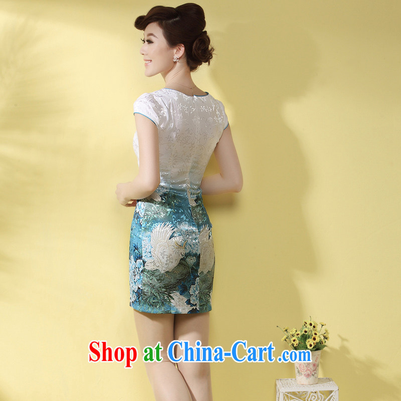 Dresses 2014 new cheongsam dress stylish summer improved sexy V collar short, cultivating charisma dress skirt Blue Green M pictures, price, brand platters! Elections are good character, the national distribution, so why buy now enjoy more preferential! Health