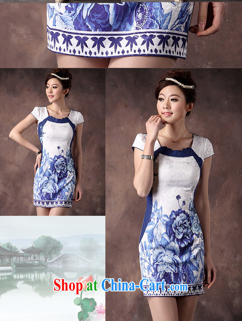 Dresses 2014 new cheongsam dress summer improved stylish classic blue and white porcelain sexy lace qipao white orchids XXXL pictures, price, brand platters! Elections are good character, the national distribution, so why buy now enjoy more preferential! Health