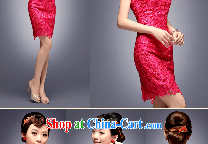 Dresses 2014 New National wind the betrothal service sexy beauty lace the red marriage short cheongsam dress of red L pictures, price, brand platters! Elections are good character, the national distribution, so why buy now enjoy more preferential! Health