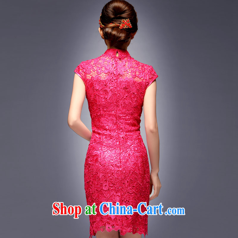 Dresses 2014 New National wind the betrothal service sense of beauty lace the red marriage short cheongsam dress of red L, music, and shopping on the Internet